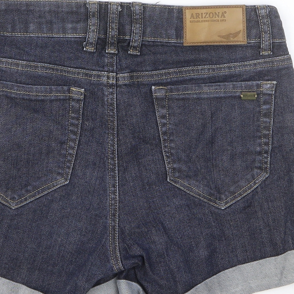 AriZona Womens Blue Cotton Boyfriend Shorts Size 10 Regular Button