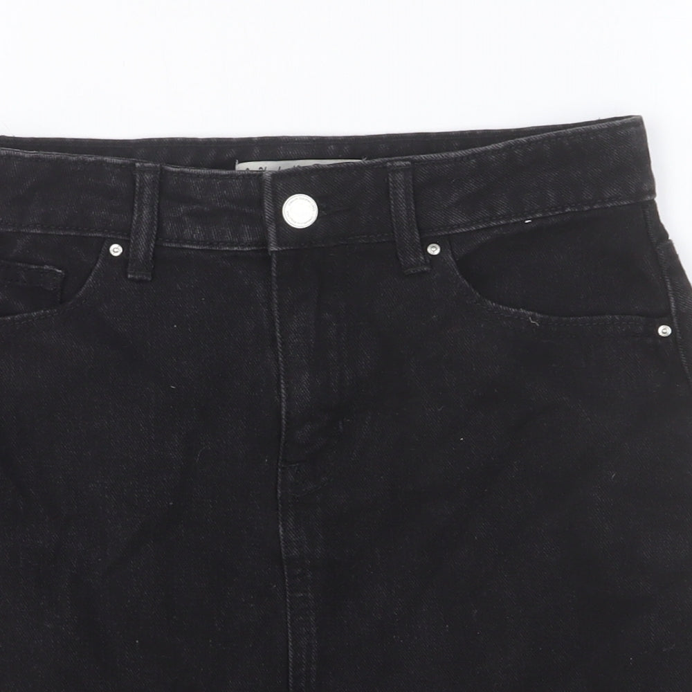 Primark Womens Black Chlorofibre Straight & Pencil Skirt Size 6 Button