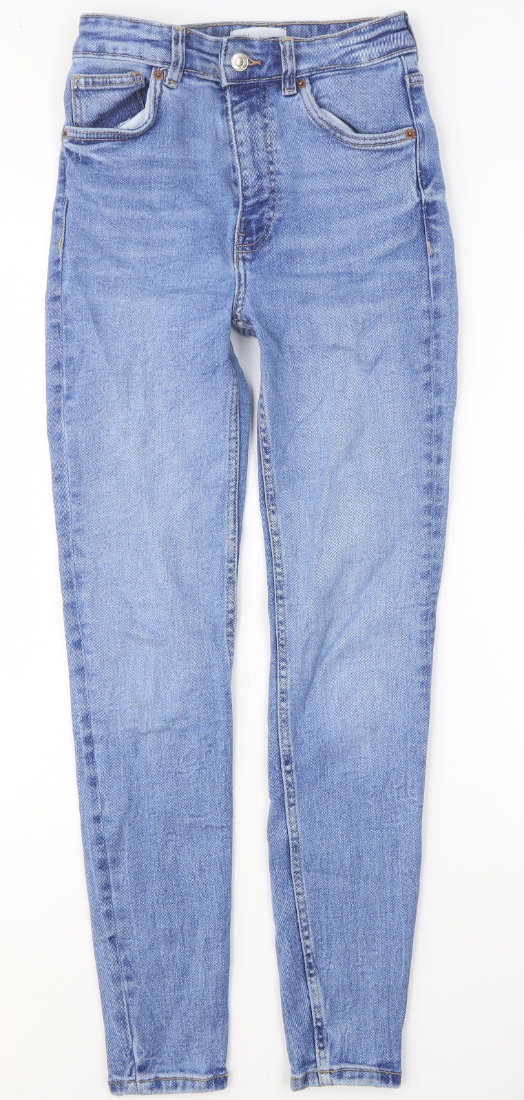 Zara Womens Blue Cotton Skinny Jeans Size 8 Regular Button