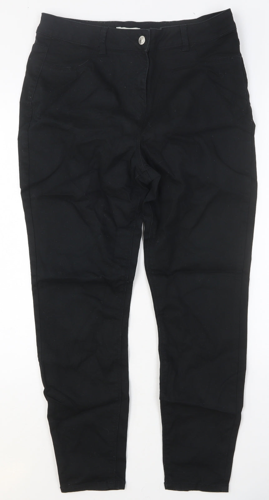 Papaya Womens Black Cotton Skinny Jeans Size 14 Regular Button