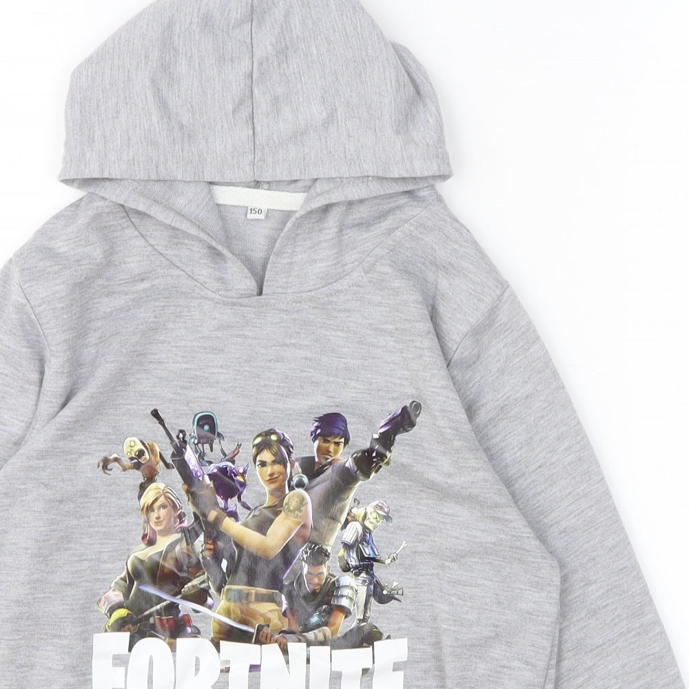 Preworn Boys Grey Polyester Pullover Hoodie Size 11-12 Years Pullover - Fortnite