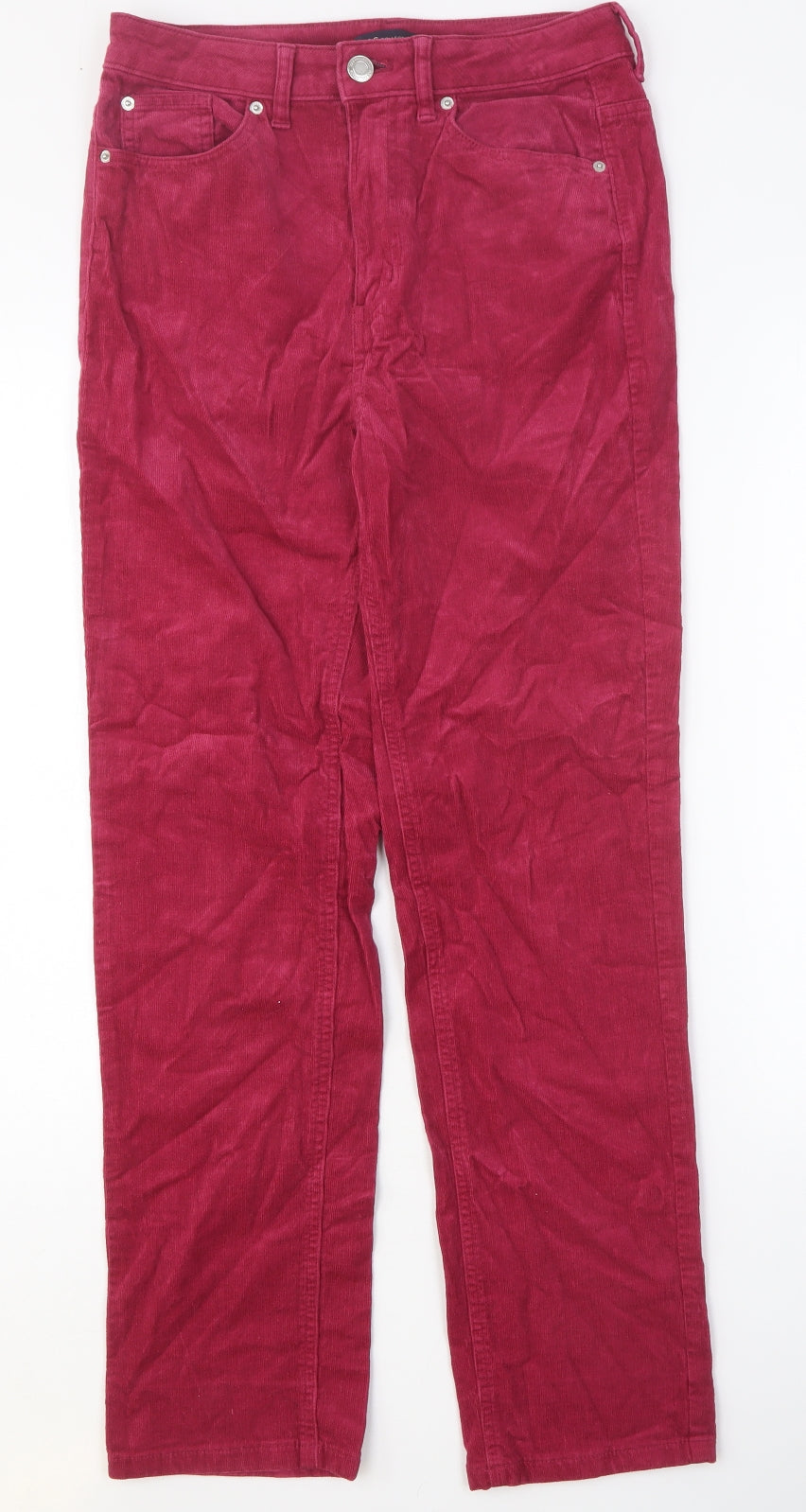 Marks and Spencer Womens Pink Cotton Trousers Size 10 Regular Button