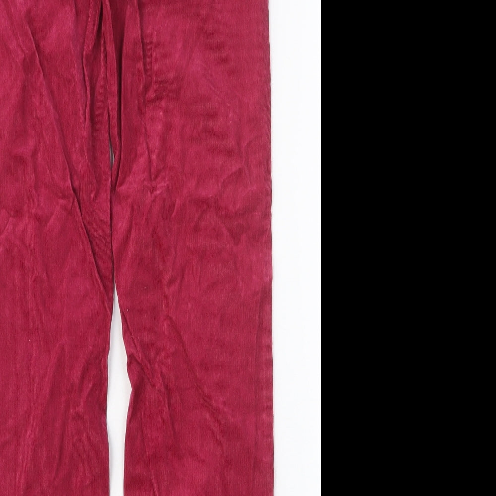 Marks and Spencer Womens Pink Cotton Trousers Size 10 Regular Button