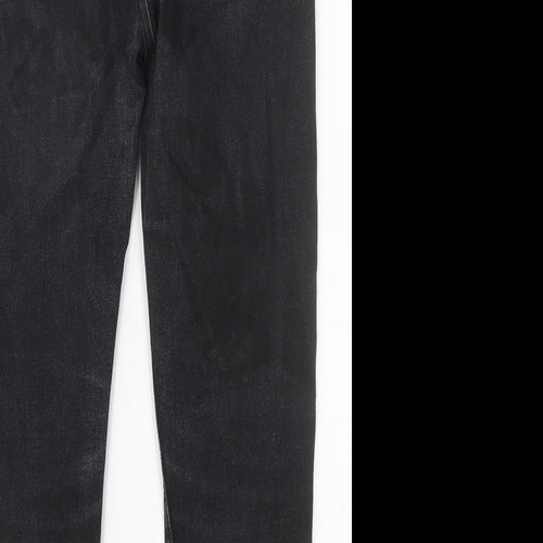 Marks and Spencer Womens Black Cotton Skinny Jeans Size 12 Slim Button