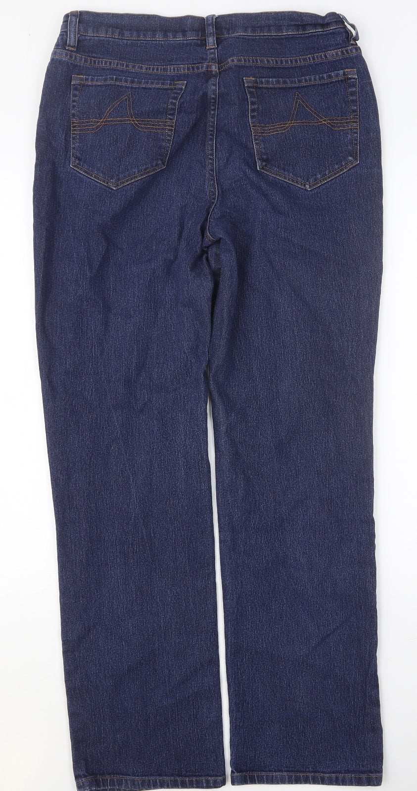 Artigiano Womens Blue Cotton Straight Jeans Size 14 Regular Button