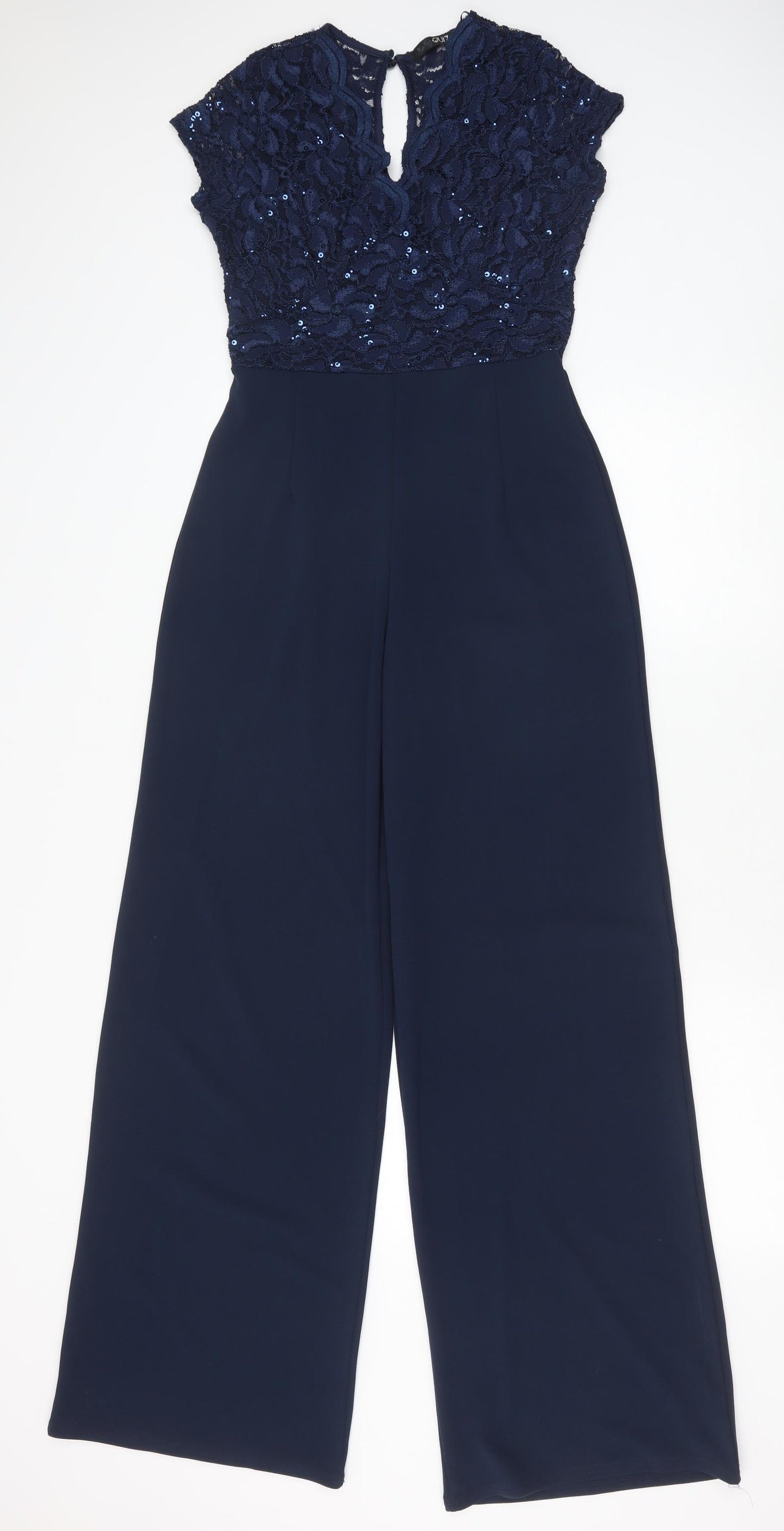 Quiz Womens Blue Polyester Jumpsuit One-Piece Size 10 Button