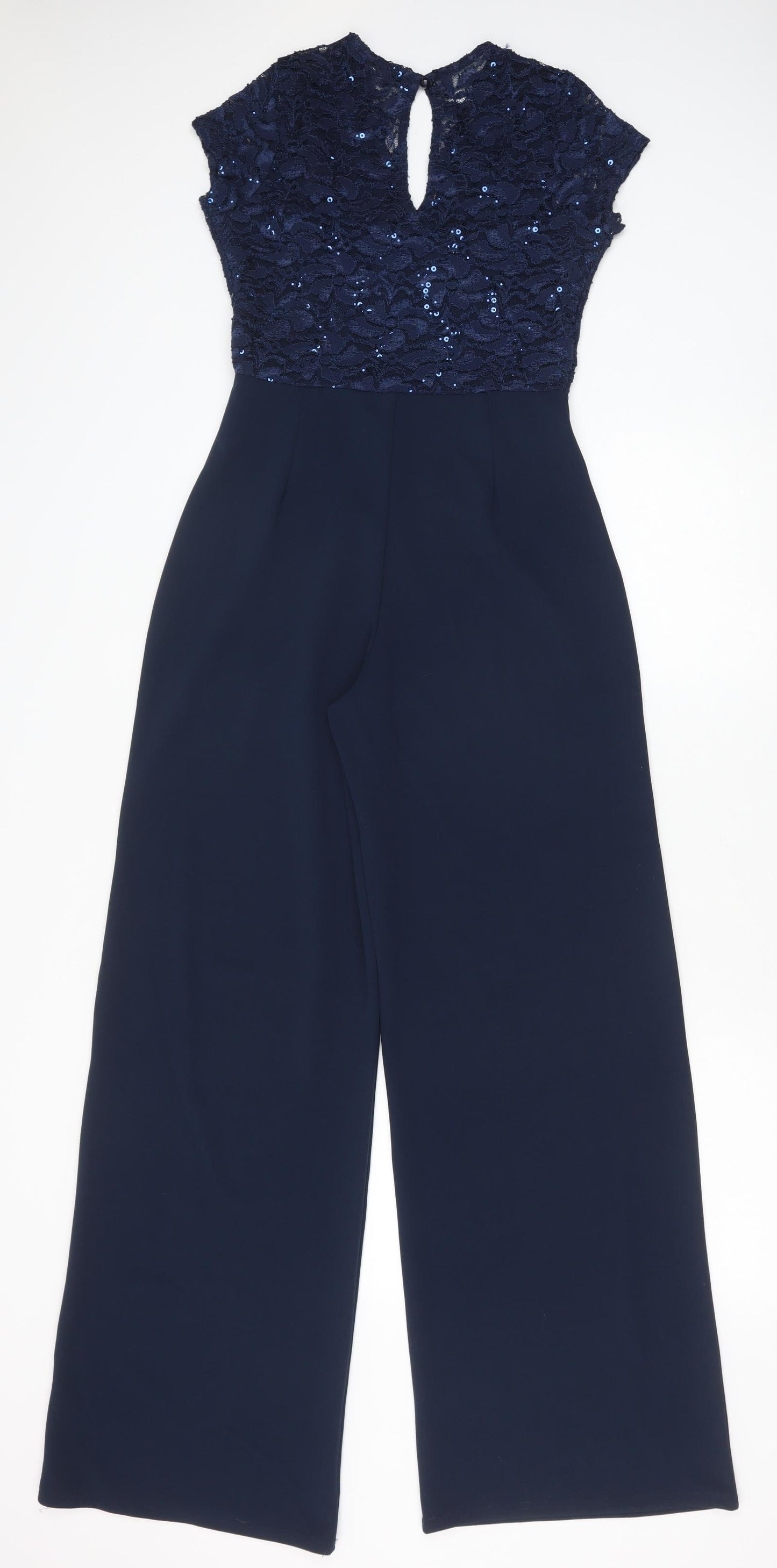 Quiz Womens Blue Polyester Jumpsuit One-Piece Size 10 Button