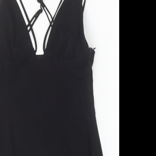 Zara Womens Black Polyester Bodysuit One-Piece Size S Zip