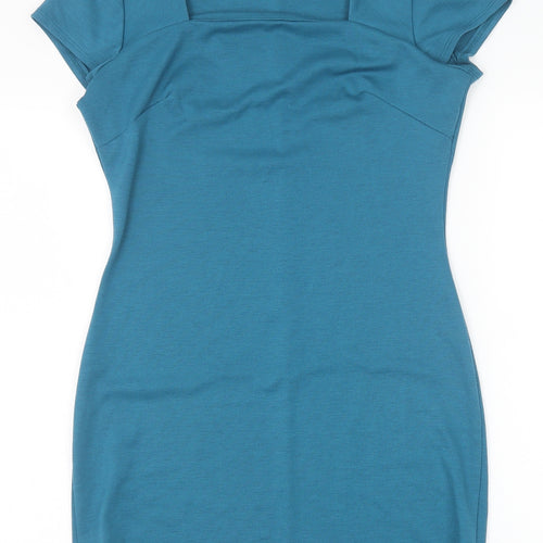 Love Womens Green Viscose Bodycon Size S Square Neck Pullover