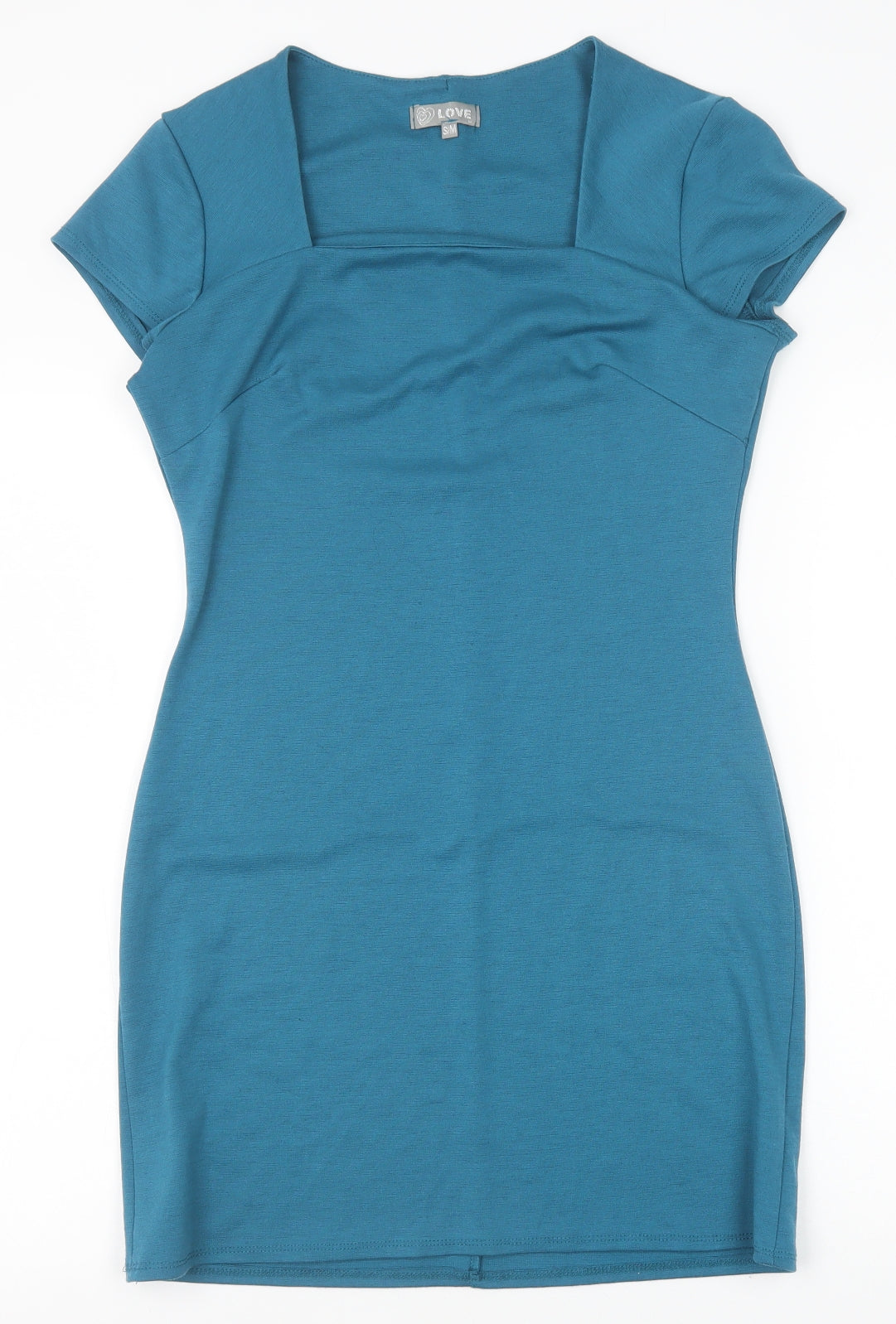 Love Womens Green Viscose Bodycon Size S Square Neck Pullover