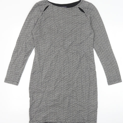 Marks and Spencer Womens Grey Cotton A-Line Size 12 Boat Neck Pullover