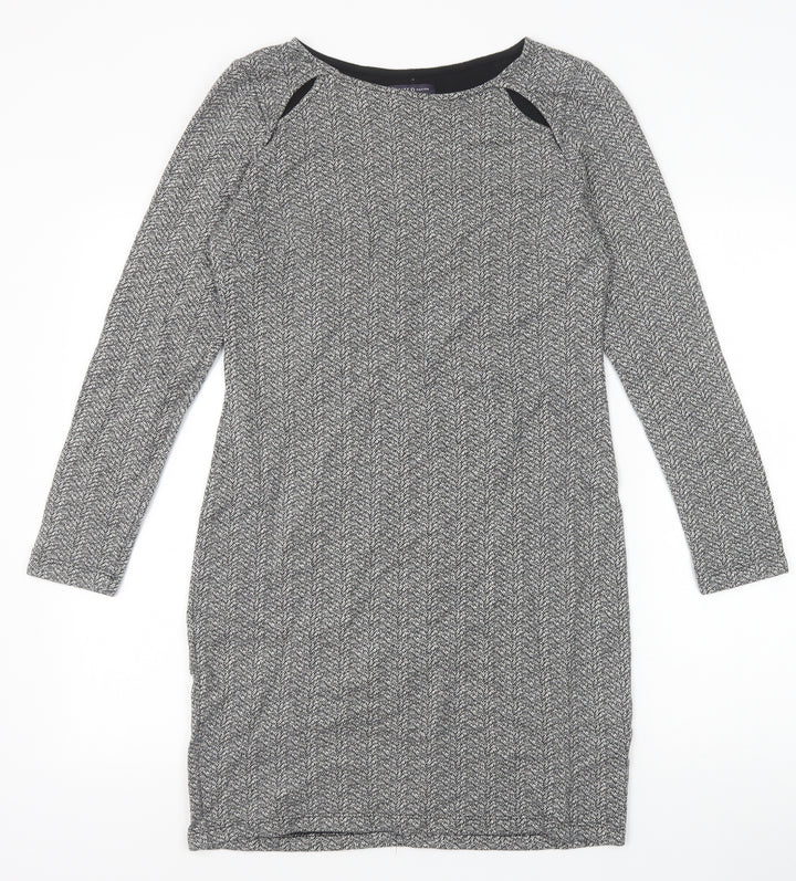 Marks and Spencer Womens Grey Cotton A-Line Size 12 Boat Neck Pullover
