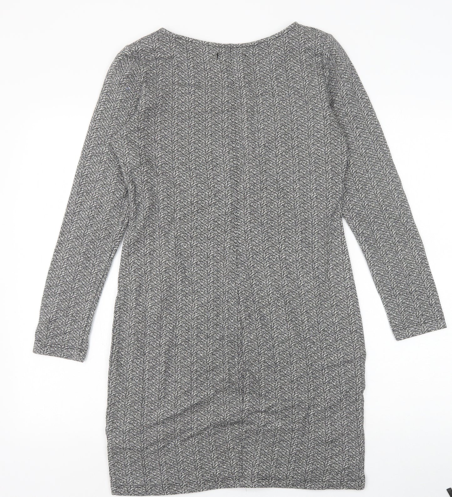 Marks and Spencer Womens Grey Cotton A-Line Size 12 Boat Neck Pullover