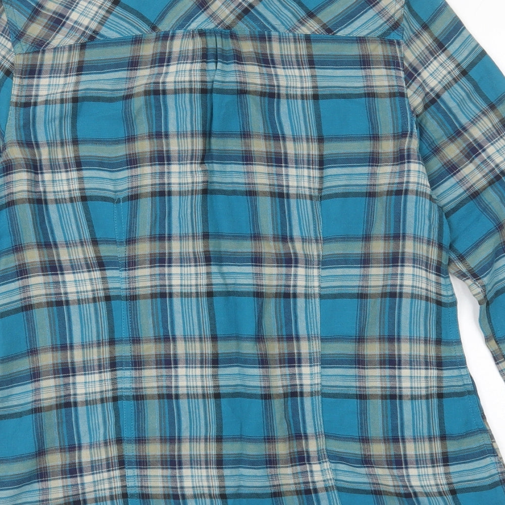 Dorothy Perkins Womens Blue Plaid 100% Cotton Basic Button-Up Size 14 Collared