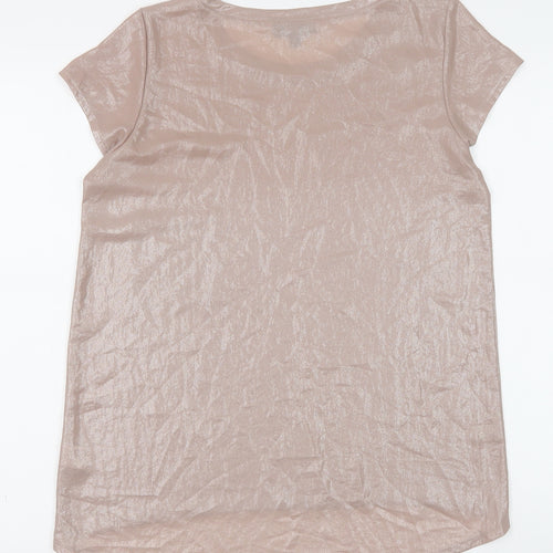 Warehouse Womens Beige Polyester Tunic T-Shirt Size 10 Boat Neck