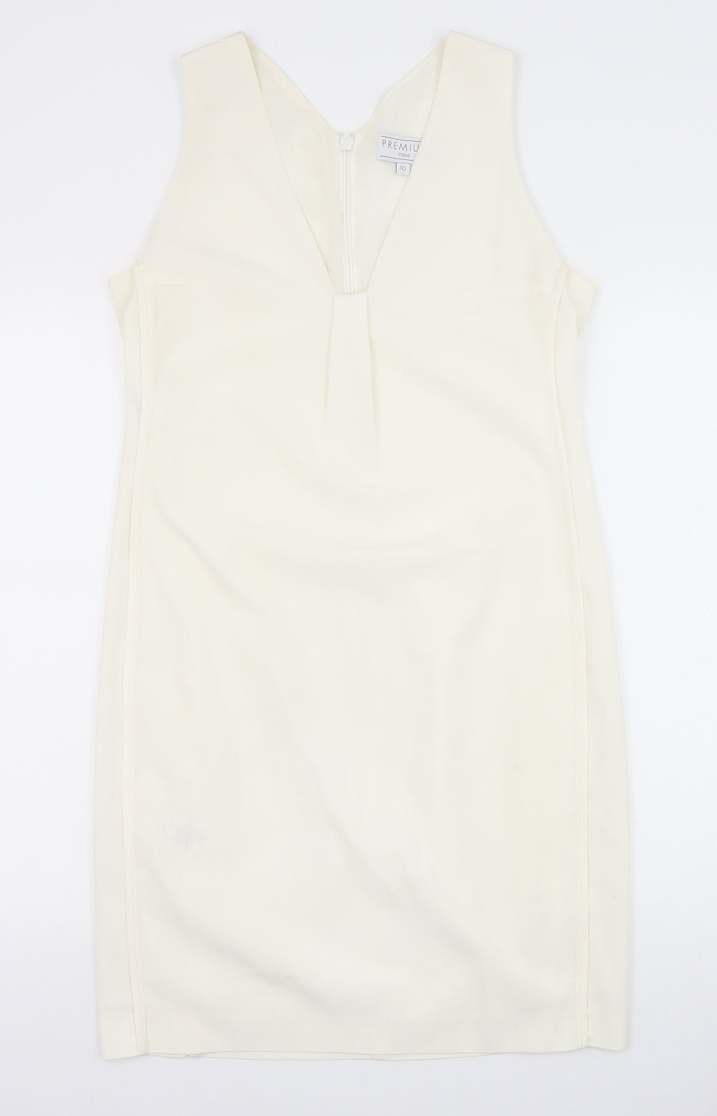 NEXT Womens White Acetate Shift Size 10 V-Neck Zip