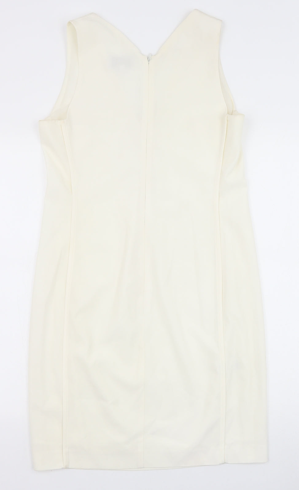 NEXT Womens White Acetate Shift Size 10 V-Neck Zip