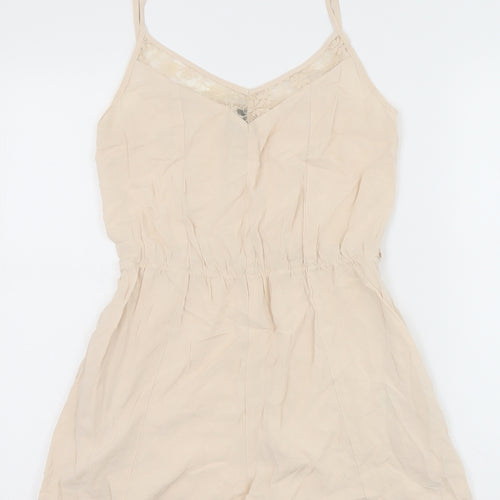 H&M Womens Beige Viscose Playsuit One-Piece Size 8 Pullover - Lace trim