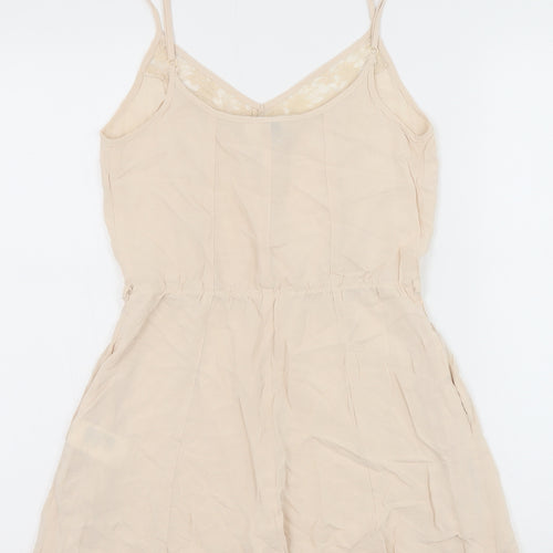 H&M Womens Beige Viscose Playsuit One-Piece Size 8 Pullover - Lace trim