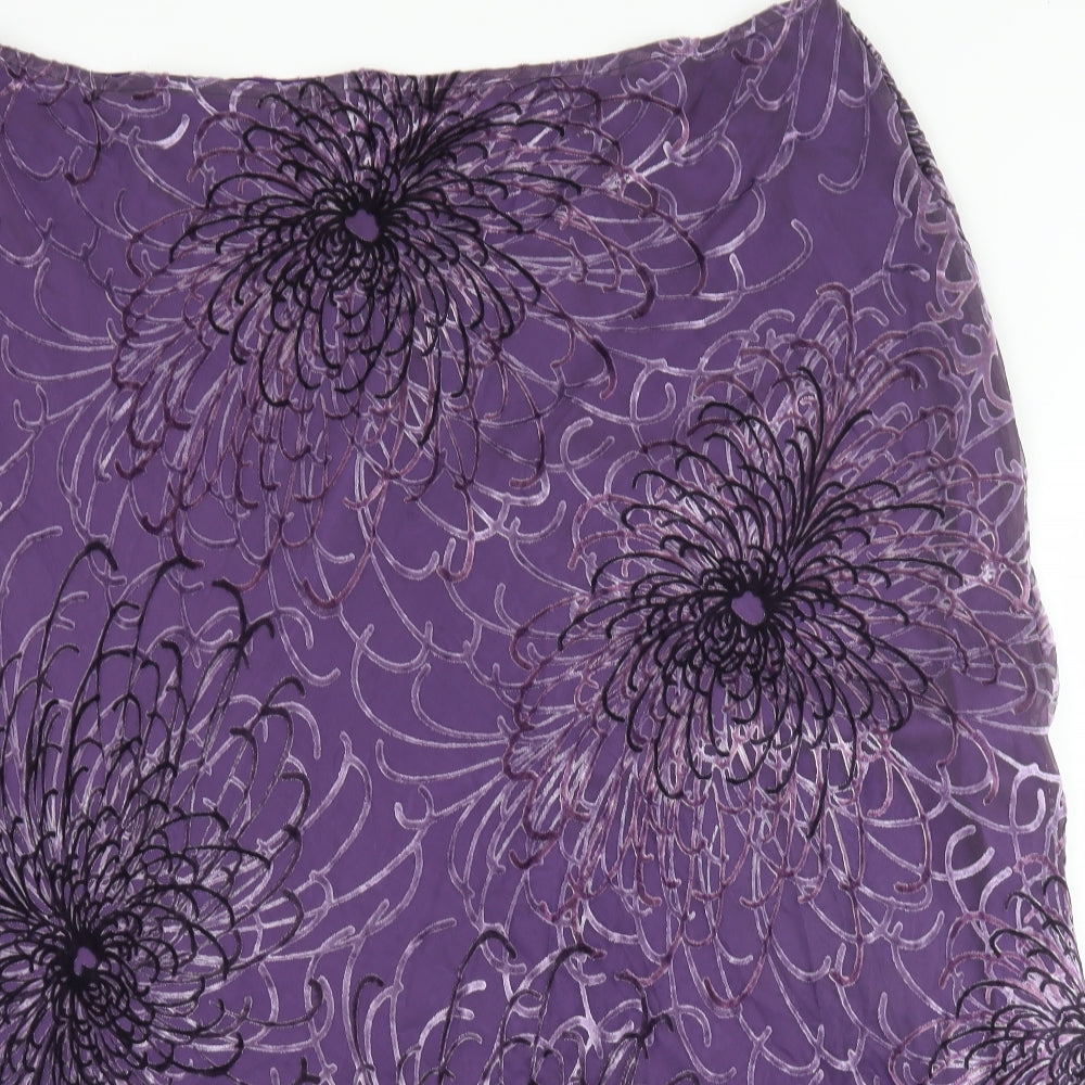 Penny Plain Womens Purple Geometric Polyester Swing Skirt Size 26 Zip