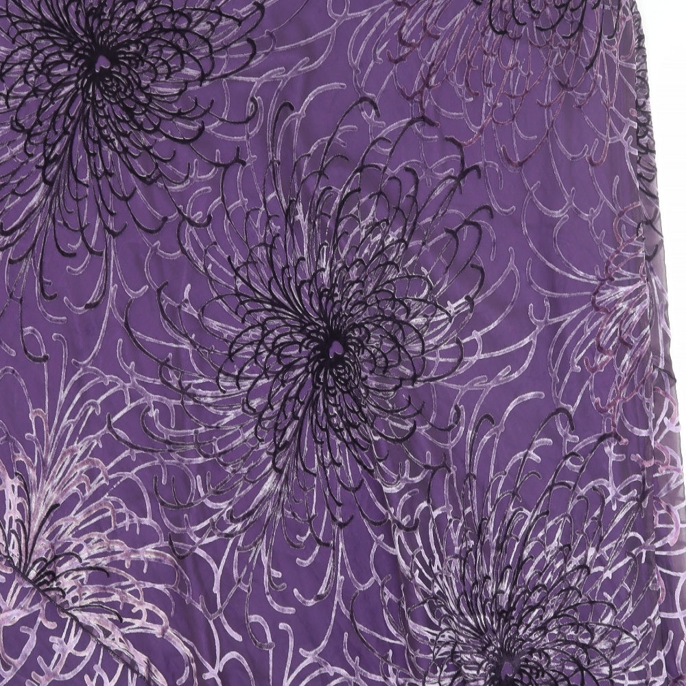 Penny Plain Womens Purple Geometric Polyester Swing Skirt Size 26 Zip