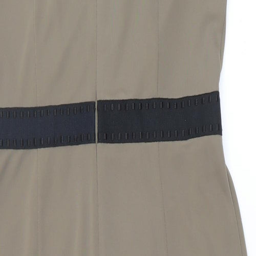 Marks and Spencer Womens Green Polyester A-Line Size 12 Round Neck Zip