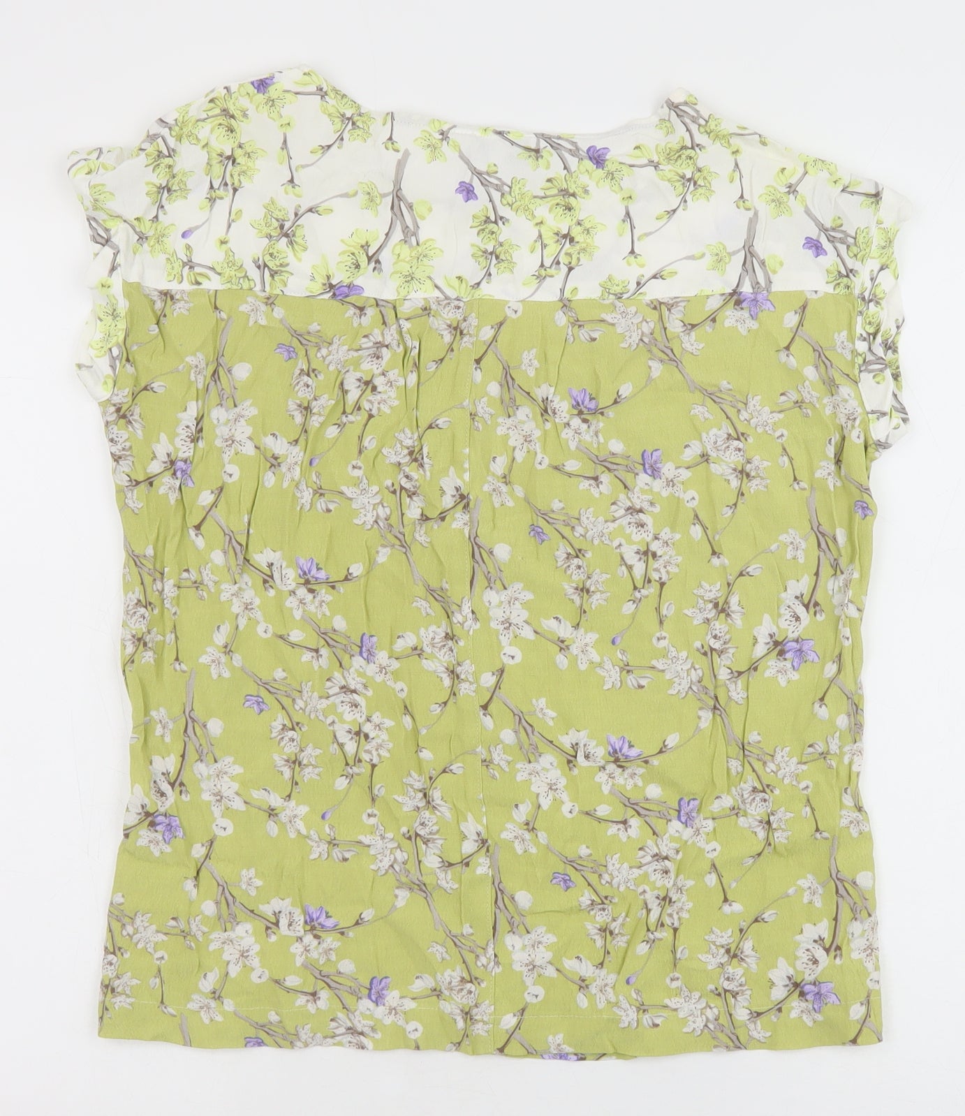 NEXT Womens Green Floral Viscose Basic Blouse Size 10 Boat Neck