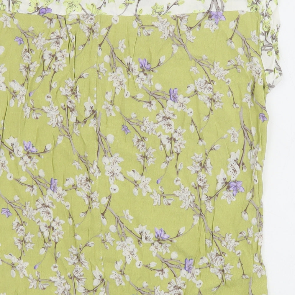 NEXT Womens Green Floral Viscose Basic Blouse Size 10 Boat Neck