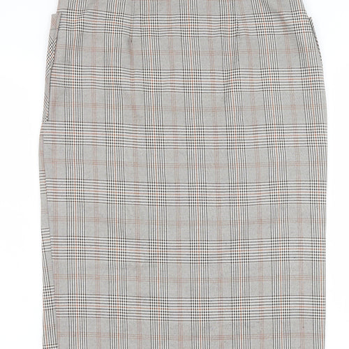 Primark Womens Brown Plaid Polyester Straight & Pencil Skirt Size 12 Button