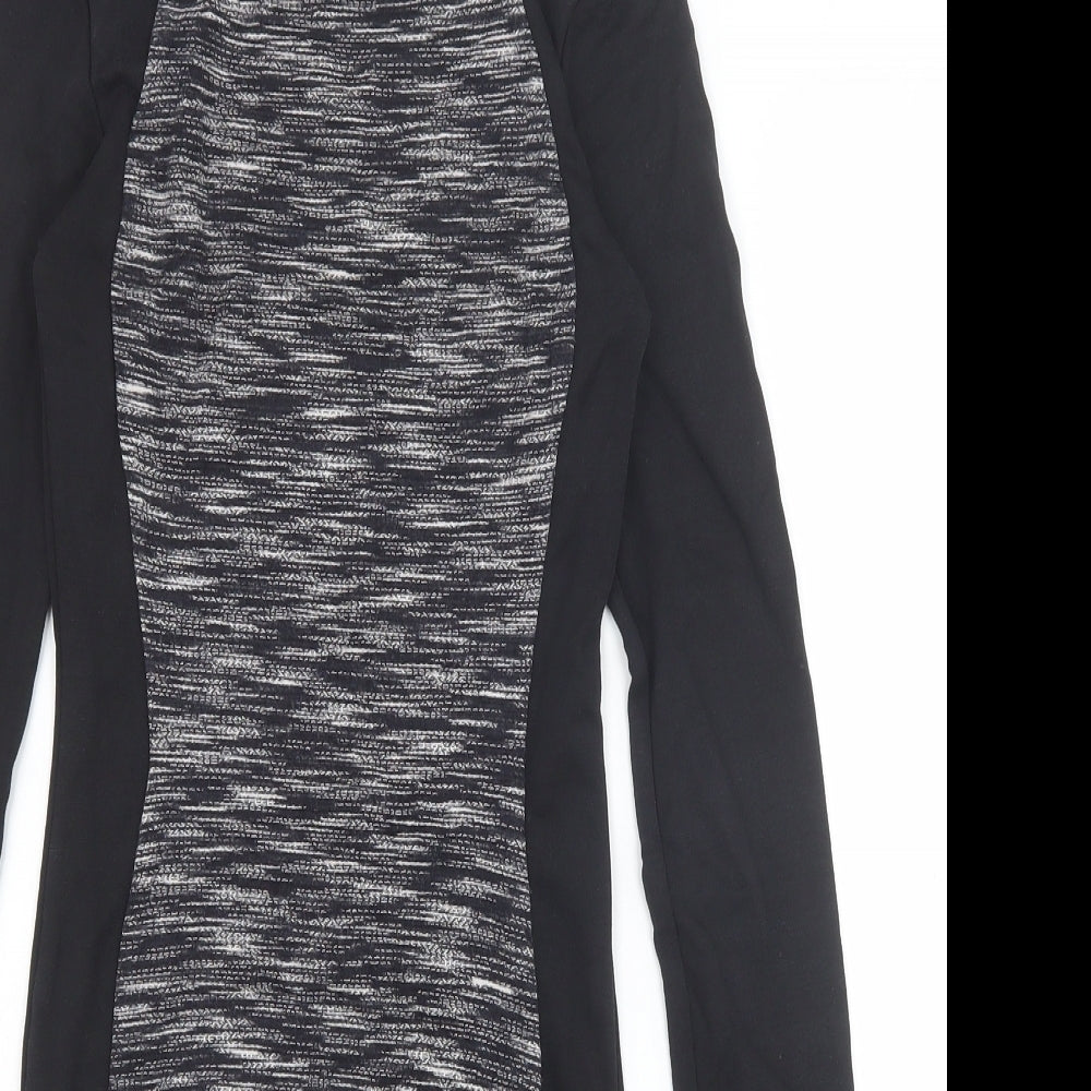 H&M Womens Black Viscose Bodycon Size 6 Round Neck Zip