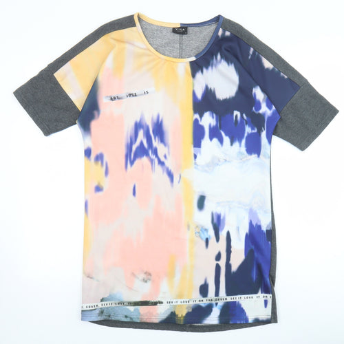 VILA Womens Multicoloured Polyester T-Shirt Dress Size M Round Neck Pullover