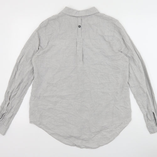 Topshop Womens Grey Cotton Basic Button-Up Size 12 Collared