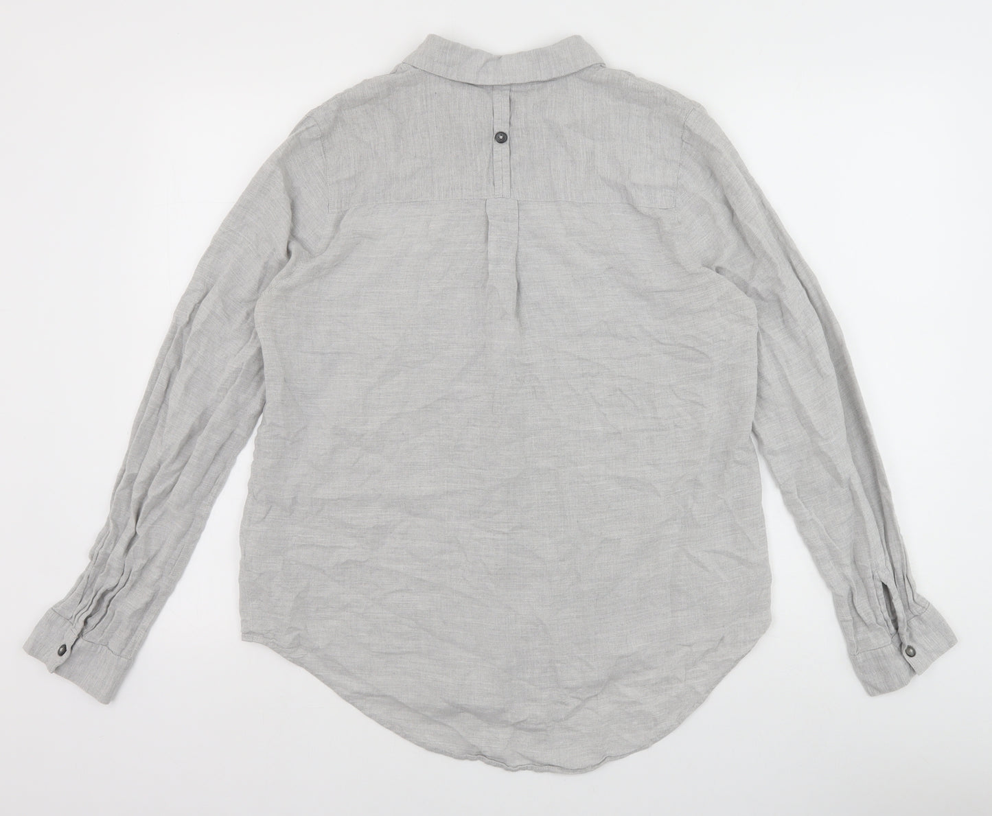 Topshop Womens Grey Cotton Basic Button-Up Size 12 Collared