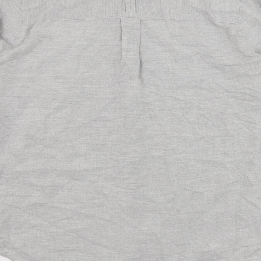 Topshop Womens Grey Cotton Basic Button-Up Size 12 Collared