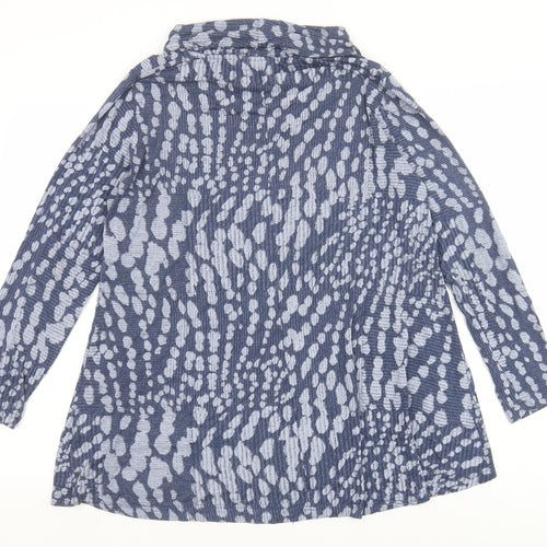 Tara Clothing Womens Blue Geometric Viscose Tunic Blouse Size S Roll Neck