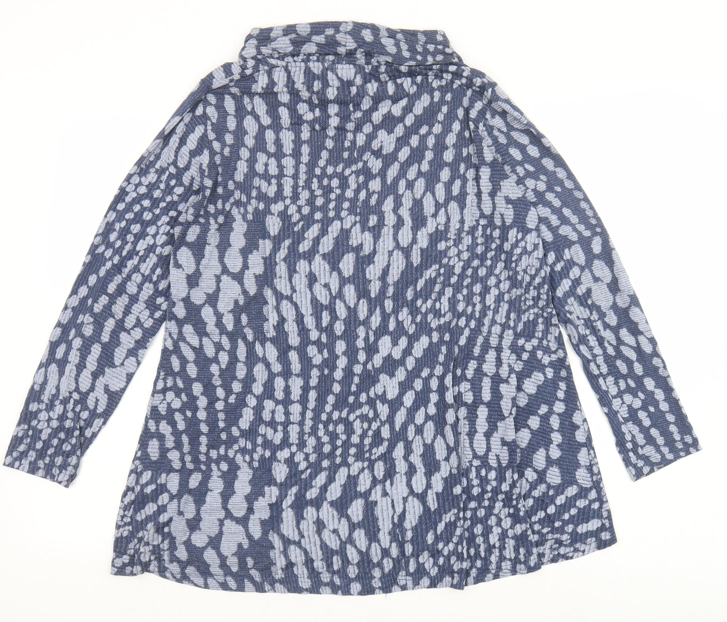 Tara Clothing Womens Blue Geometric Viscose Tunic Blouse Size S Roll Neck