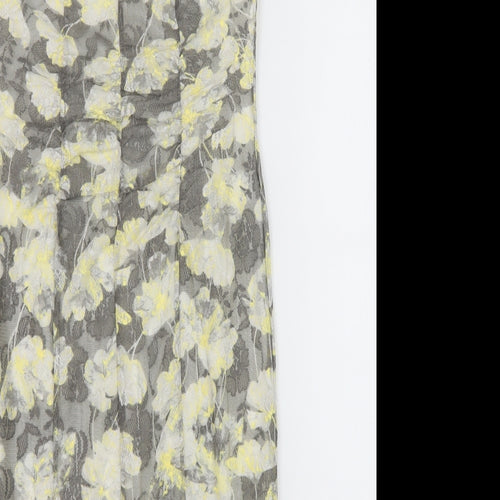 Marks and Spencer Womens Grey Floral Polyester Pencil Dress Size 10 Boat Neck Button