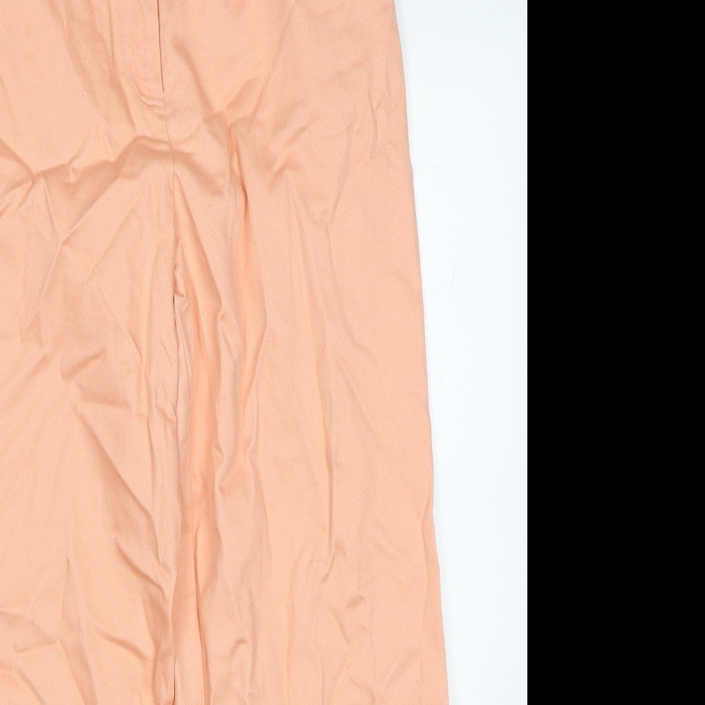 Oliver Bonas Womens Orange Cotton Wide-Leg Jeans Size 12 Regular Button