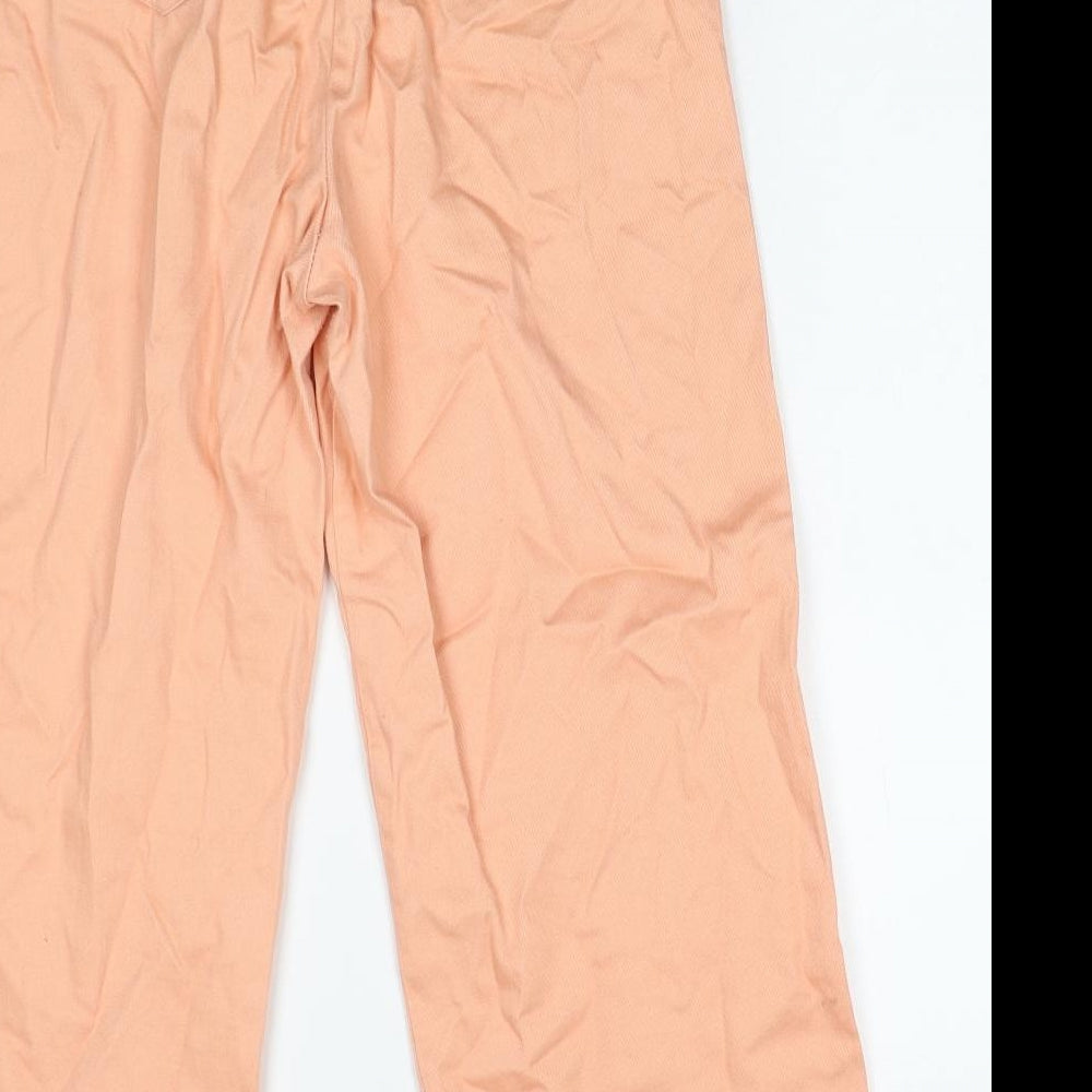 Oliver Bonas Womens Orange Cotton Wide-Leg Jeans Size 12 Regular Button