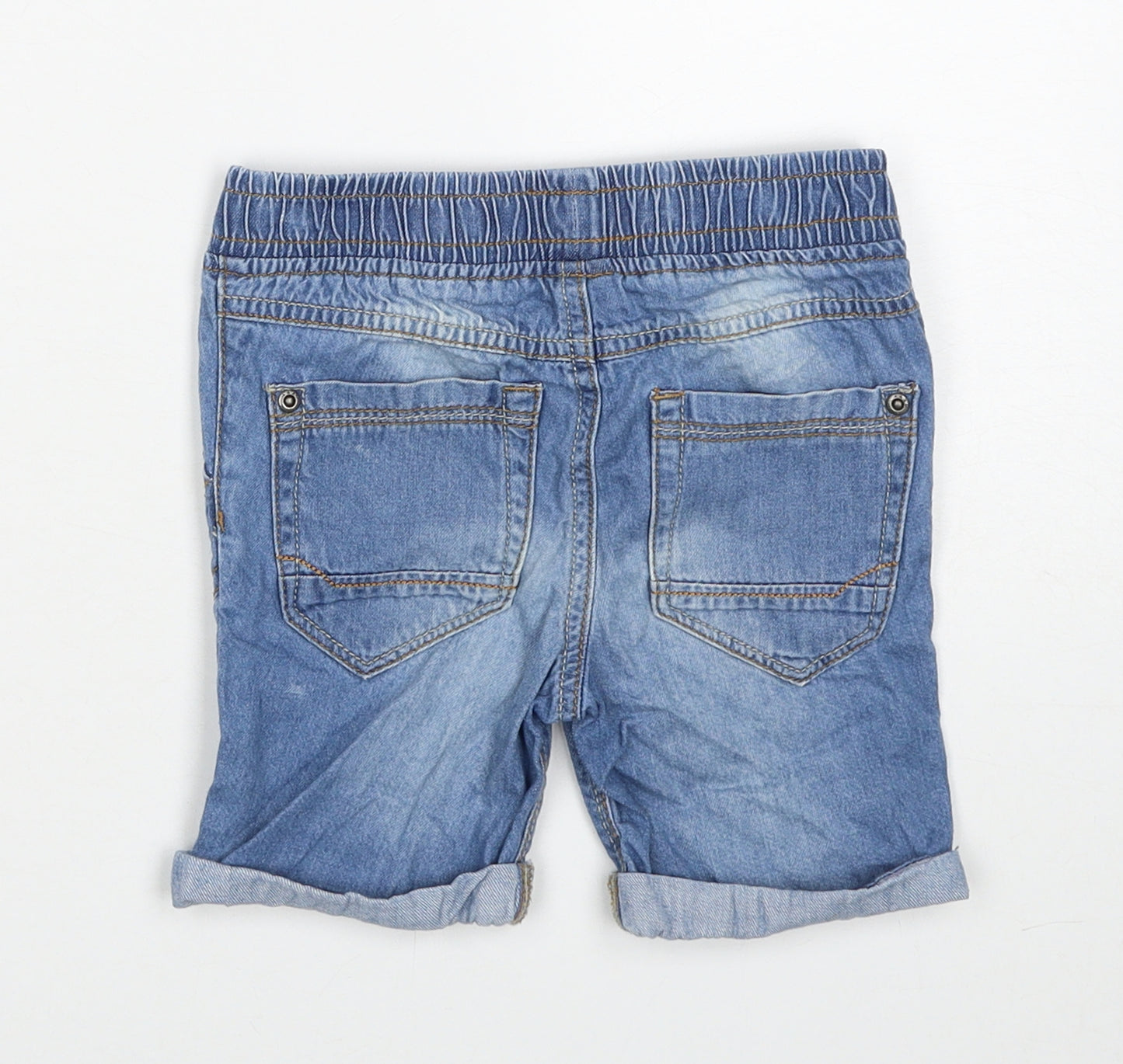 TU Boys Blue Cotton Bermuda Shorts Size 3-4 Years Regular Drawstring