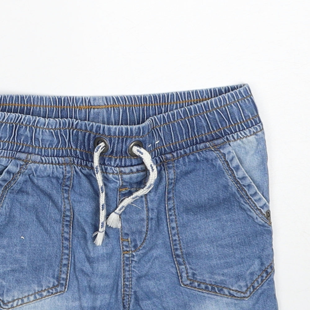 TU Boys Blue Cotton Bermuda Shorts Size 3-4 Years Regular Drawstring