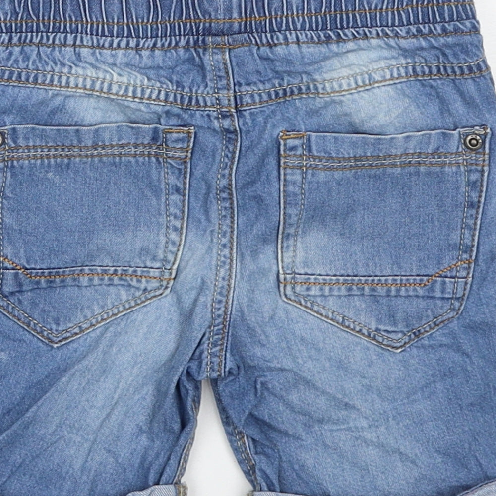 TU Boys Blue Cotton Bermuda Shorts Size 3-4 Years Regular Drawstring