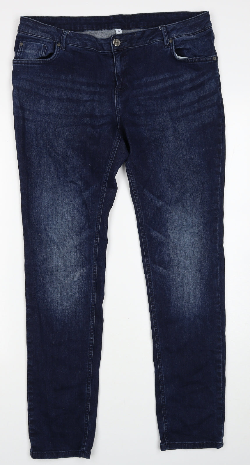 Debenhams Womens Blue Cotton Straight Jeans Size 16 Regular Zip