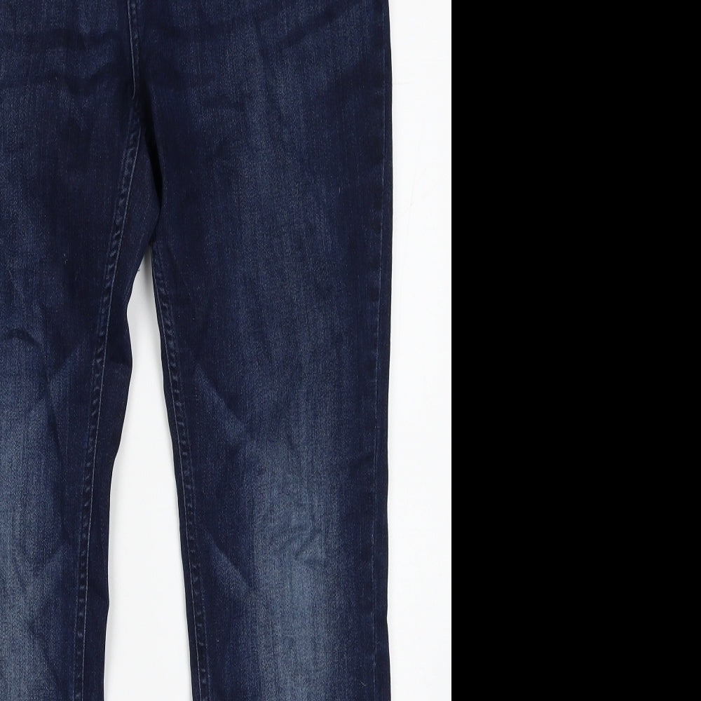 Debenhams Womens Blue Cotton Straight Jeans Size 16 Regular Zip