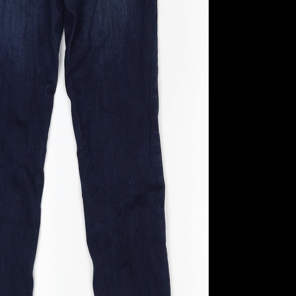 Debenhams Womens Blue Cotton Straight Jeans Size 16 Regular Zip