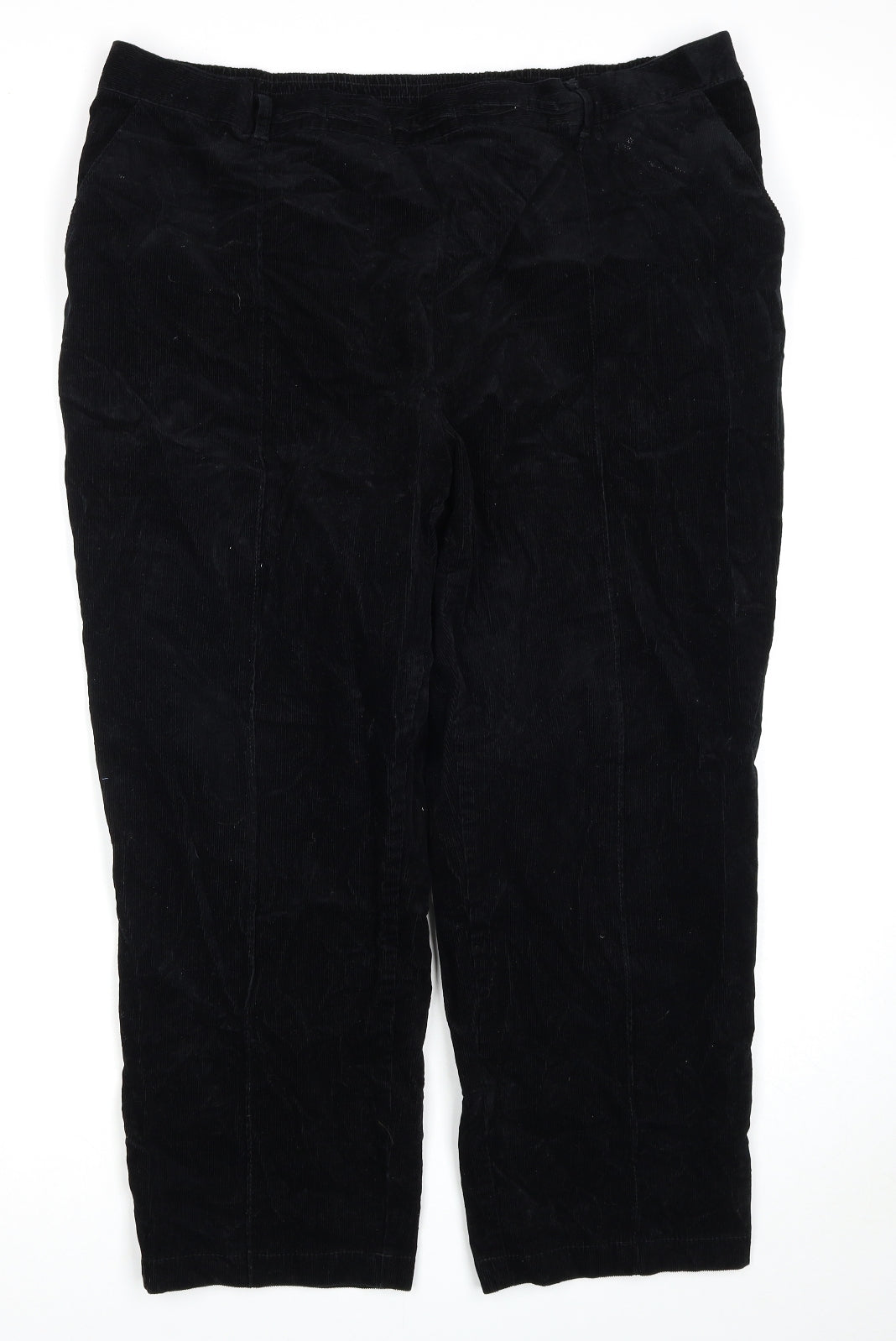 Marks and Spencer Womens Black Cotton Trousers Size 22 Regular