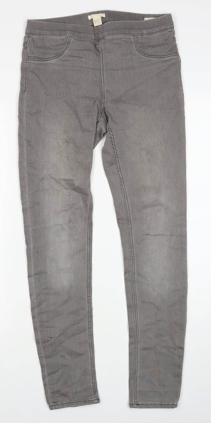H&M Womens Grey Cotton Skinny Jeans Size 10 Regular Zip