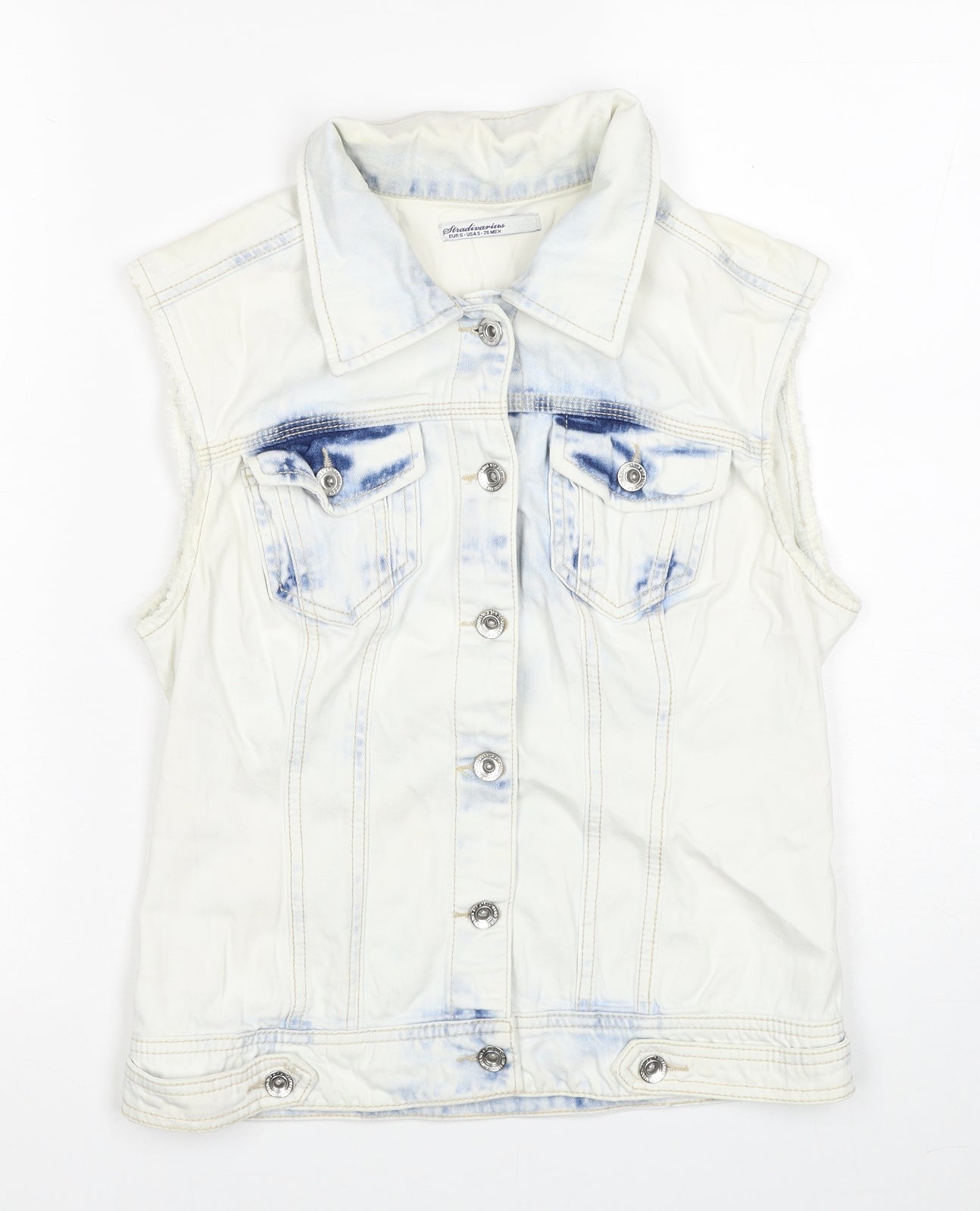 Stradivarius Womens Beige Gilet Jacket Size S Button