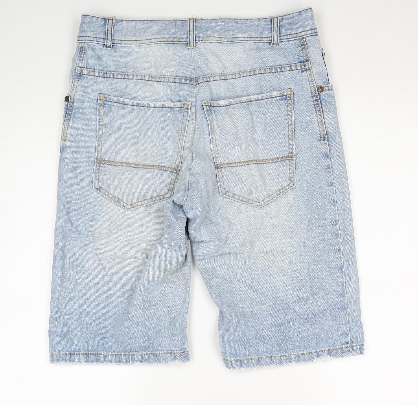 Bershka Mens Blue Cotton Biker Shorts Size 32 in Regular Zip