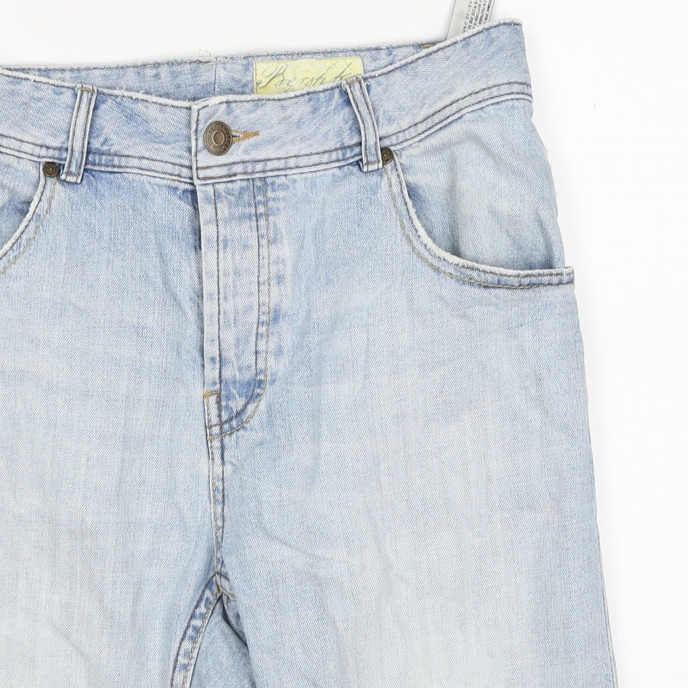 Bershka Mens Blue Cotton Biker Shorts Size 32 in Regular Zip